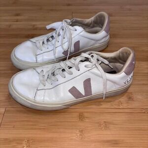 White and pink veja sneakers